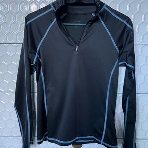 Marmot Black Long Sleeve Mid-layer with Light Blue Contrast Stitching